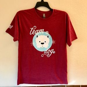 Team Dog Rescue Graphic Tee Adult Size Large Westie Terrier Pawlidayz Burgundy
